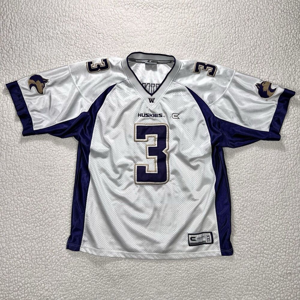 Washington Huskies Football Jersey‎ Men’s L #3 White Purple NCAA College